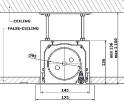 Daten und Maße Deckeneinbau Heimkino Leinwand VnX Atlantis